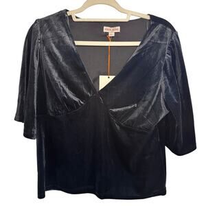 New Knox Rose black velour boho blouse top size large